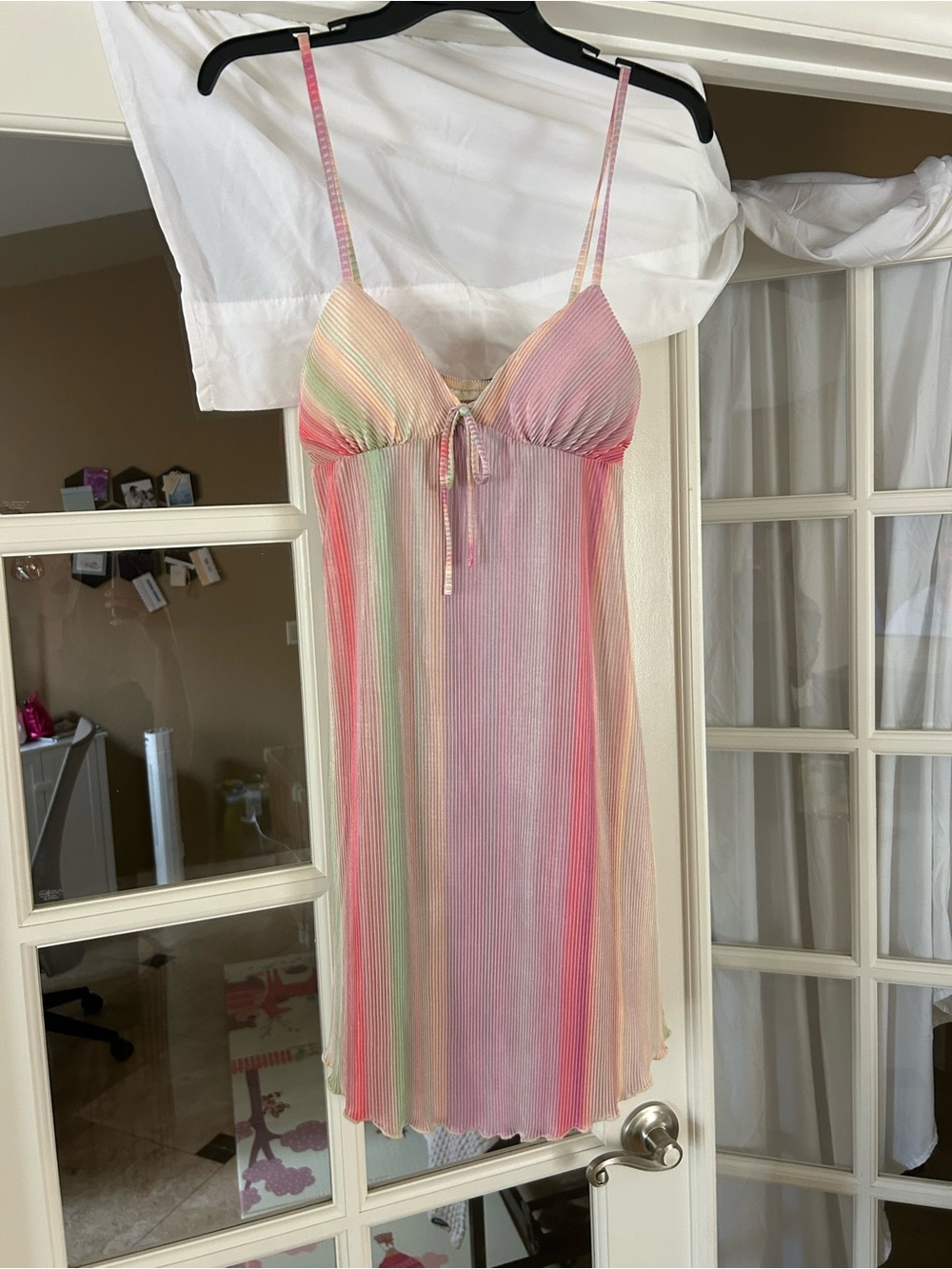 Women’s Pastel Rainbow Slip Dress - Pink Multi